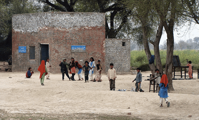 Children playing in the school yard in Pakistan